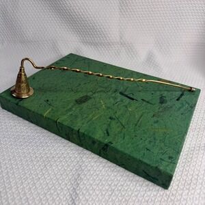 VTG Etched Brass Candle Snuffer Twisted Handle Floral Bell 12 Inch Made in India